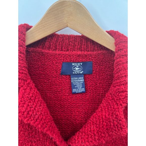 Hunt Club Women Size XL Vintage Red Wool Blend Fair Isle Cardigan Sweater - Picture 2 of 9